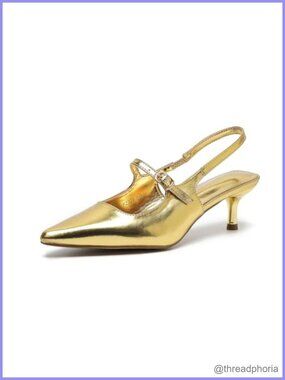 Pointed Toe Kitten Heel Slingback Pump Semi Formal Dress Shoes